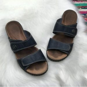 Clarks Leisa Lacole Slide Sandals 9 M Navy Blue